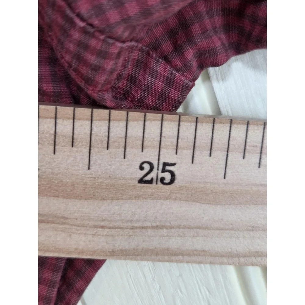 Banana Republic‎ Shirt Mens Large Red Check Stretch Button Front Long Sleeve